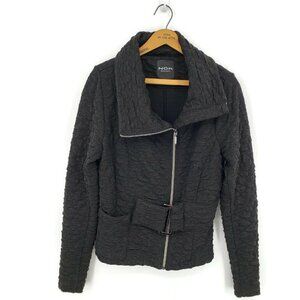 Nor Denmark Jacket Womens 2/Medium Gray Zip Front Belted
